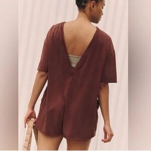 Free People Hot Shot Tee Romper in Dark Espresso size Small oversized